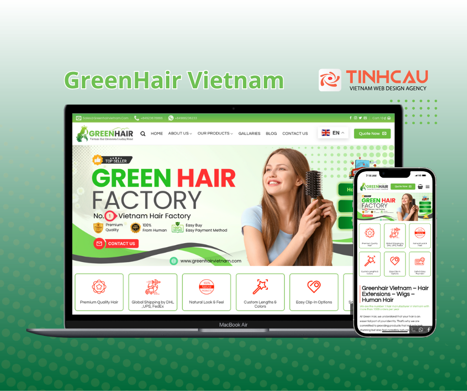 Thiết kế website công ty tóc tối Greenhair Vietnam