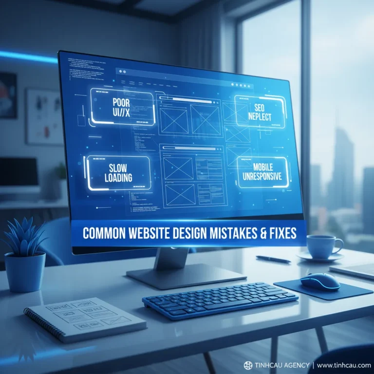 Dựa trên tiêu đề "10 lỗi thường gặp khi tự thiết kế website và cách khắc phục.", 4 từ khóa hoặc cụm từ khóa chính có thể là: