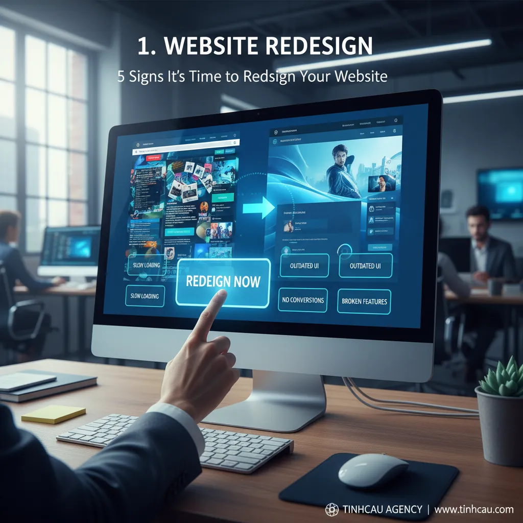 5 dấu hiệu đã đến lúc bạn cần thiết kế lại website. 3 1. **Thiết kế lại website**