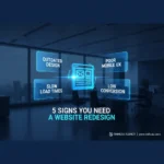 Dựa trên tiêu đề "5 dấu hiệu đã đến lúc bạn cần thiết kế lại website", 4 từ khóa hoặc cụm từ khóa chính có thể là: