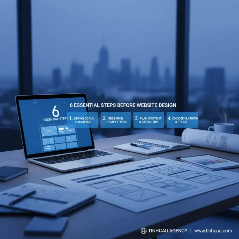 Dựa trên tiêu đề "6 việc cần làm ngay trước khi bắt tay vào thiết kế website", 4 từ khóa hoặc cụm từ khóa chính có thể là: