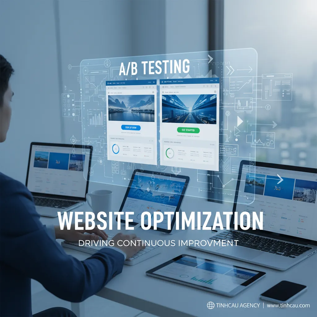 A/B Testing: Công cụ giúp website của bạn luôn tốt hơn. 6 3. **Tối ưu hóa website** (Từ khóa liên quan đến mục đích sử dụng A/B Testing)
