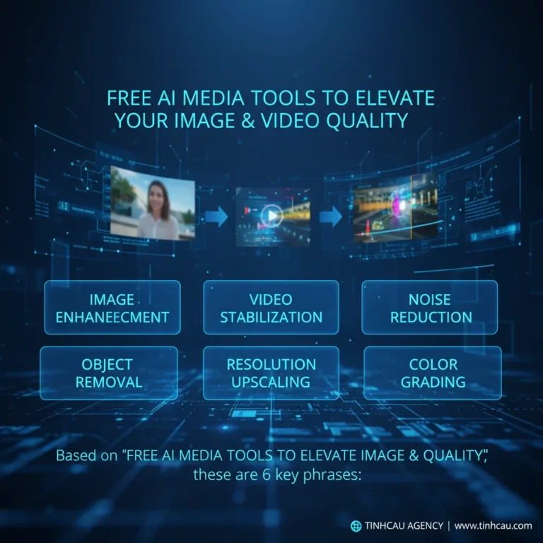 Dựa trên tiêu đề "Các Công Cụ AI Media Miễn Phí Giúp Nâng Tầm Chất Lượng Hình Ảnh & Video Của Bạn.", đây là 6 từ khóa hoặc cụm từ khóa chính: