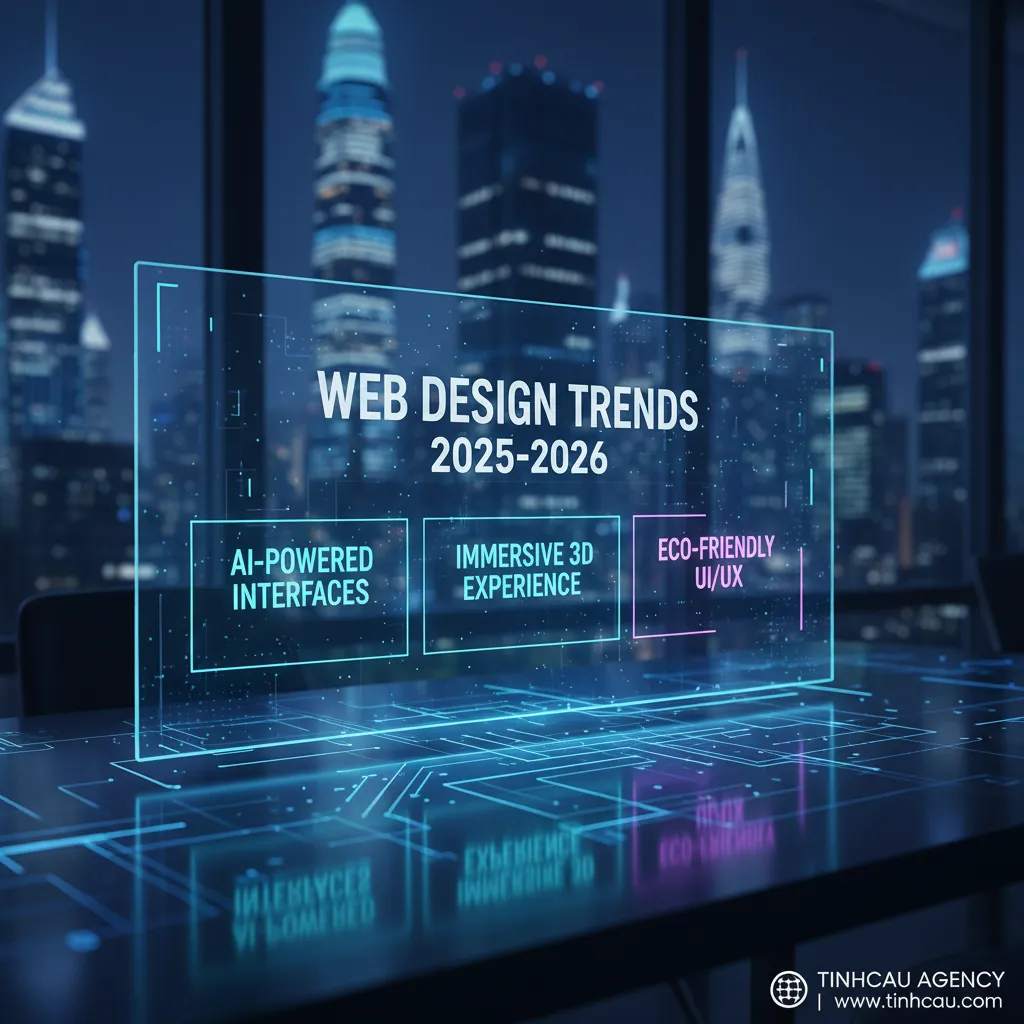 Dựa trên tiêu đề "Các xu hướng thiết kế website nổi bật năm 2025-2026", 3 từ khóa hoặc cụm từ khóa chính là: