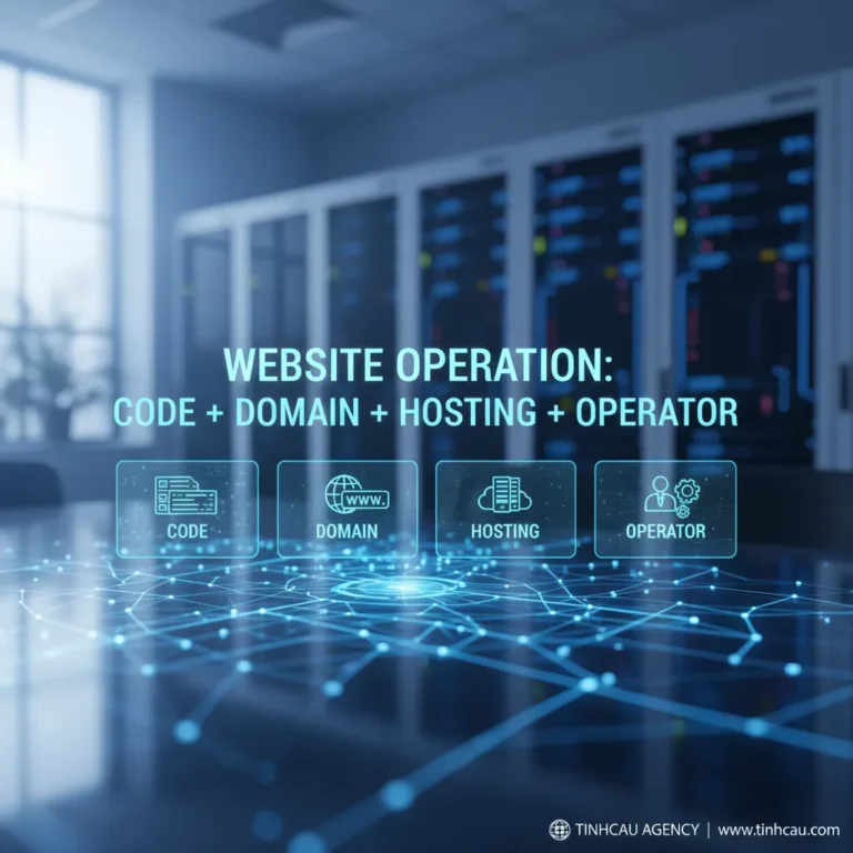 Dựa trên tiêu đề "Cách thức hoạt động của một web site: Code + Tên miền + Hosting + Người vận hành và chăm sóc", 4 từ khóa hoặc cụm từ khóa chính là: