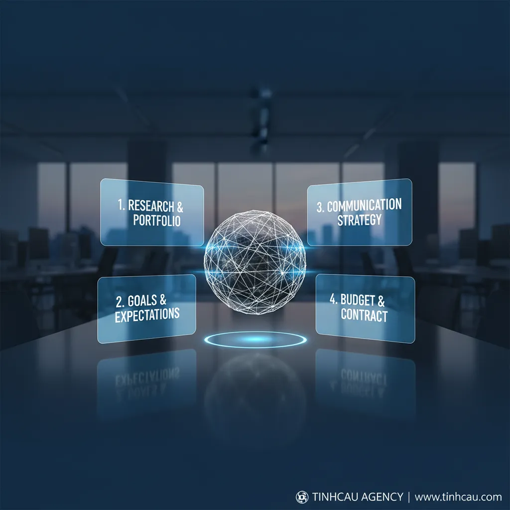 Dựa trên tiêu đề "Cần chuẩn bị gì trước khi làm việc với Tinh Cầu Agency?", 4 từ khóa hoặc cụm từ khóa chính có thể là: