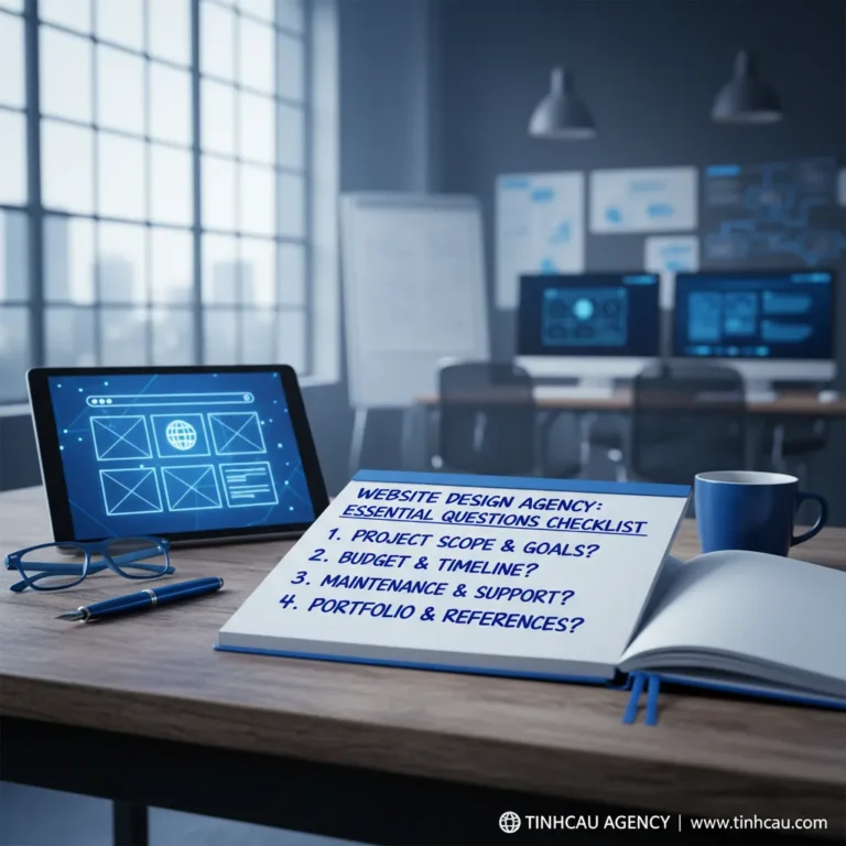 Dựa trên tiêu đề "Checklist các câu hỏi cần đặt ra cho đơn vị thiết kế website", 4 từ khóa hoặc cụm từ khóa chính có thể là: