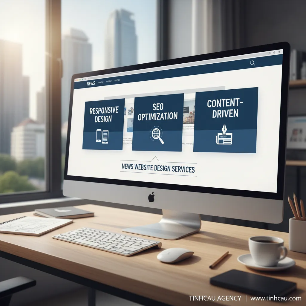 Ba từ khóa hoặc cụm từ khóa chính từ tiêu đề "Dịch vụ thiết kế web tin tức tối ưu" là:
