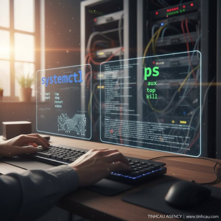 Hai từ khóa hoặc cụm từ khóa chính cho tiêu đề "Lệnh quản lý dịch vụ và tiến trình trên VPS" là: