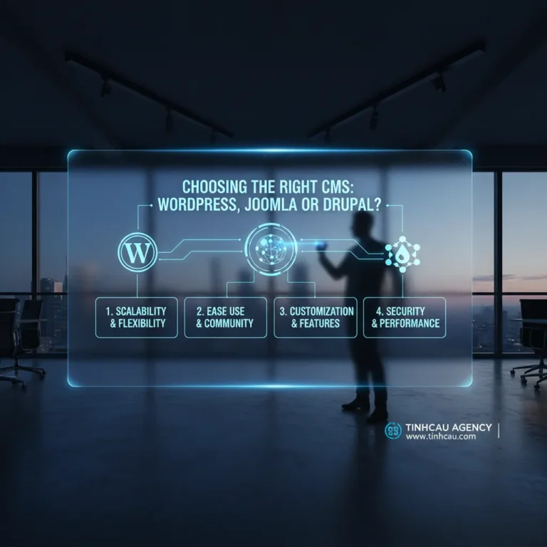 Dựa trên tiêu đề "Lựa chọn CMS phù hợp: WordPress, Joomla hay Drupal?", 4 từ khóa hoặc cụm từ khóa chính có thể là: