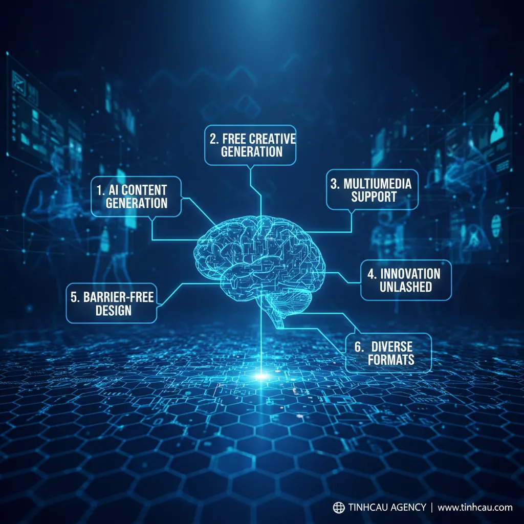 Dựa trên tiêu đề "Phá Bỏ Rào Cản Sáng Tạo Với Ứng Dụng AI Miễn Phí Hỗ Trợ Content Đa Dạng.", 6 từ khóa hoặc cụm từ khóa chính có thể là: