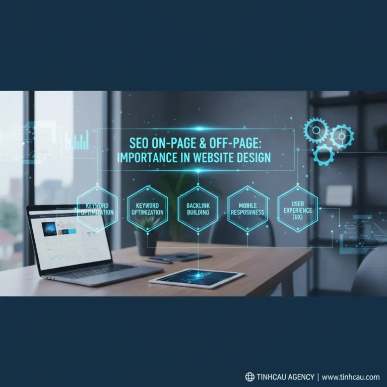 Dựa trên tiêu đề "SEO On-page và Off-page: Tầm quan trọng trong thiết kế website.", 4 từ khóa hoặc cụm từ khóa chính có thể là: