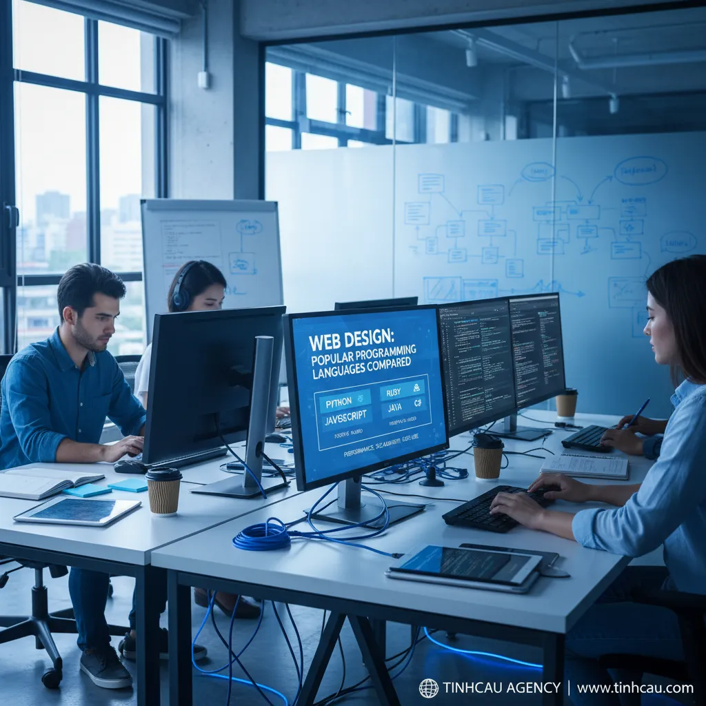 So sánh các ngôn ngữ lập trình phổ biến khi thiết kế website. 2 3. **Thiết kế website**