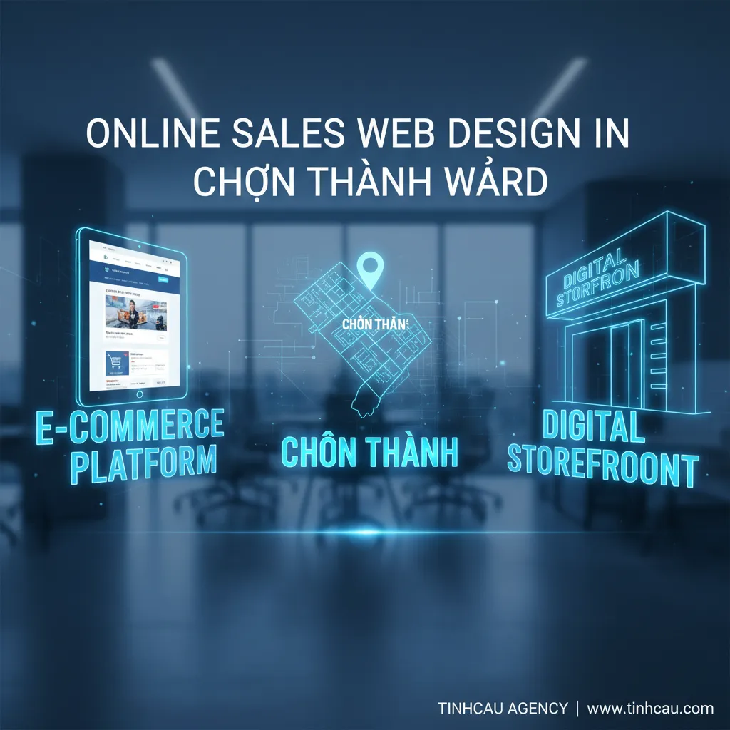 Ba từ khóa hoặc cụm từ khóa chính cho tiêu đề "Thiết kế web bán hàng online tại phường Chơn Thành" là: