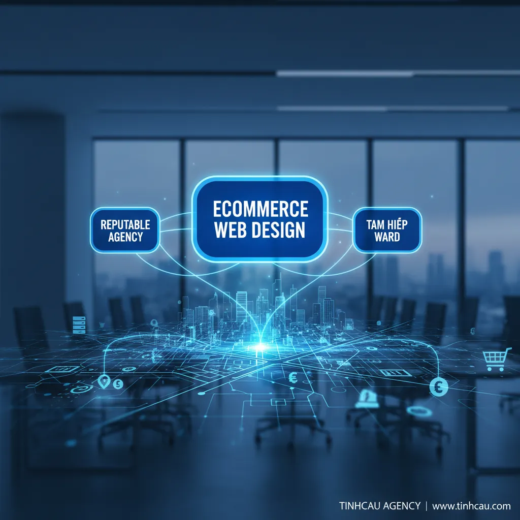Ba từ khóa hoặc cụm từ khóa chính từ tiêu đề "Thiết kế web E-commerce uy tín tại phường Tam Hiệp" là:
