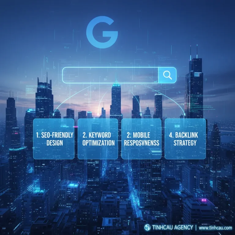 Dựa trên tiêu đề "Thiết kế website chuẩn SEO: Chìa khóa để vươn lên Top Google", 4 từ khóa/cụm từ khóa chính có thể là: