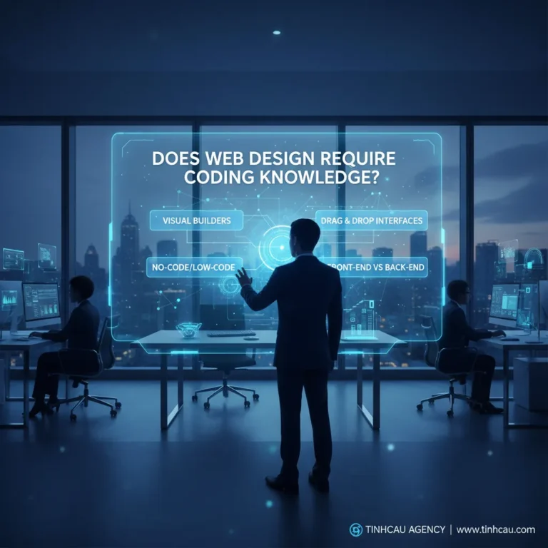 Dựa trên tiêu đề "Thiết kế website có cần kiến thức lập trình không?", 4 từ khóa hoặc cụm từ khóa chính có thể là: