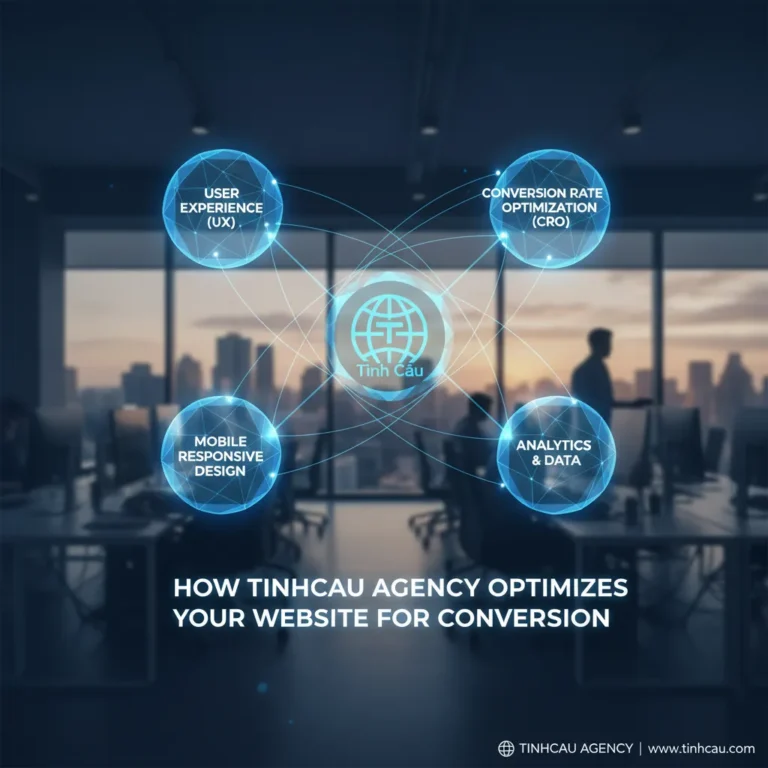 Dựa trên tiêu đề "Tinh Cầu Agency giúp bạn thiết kế website tối ưu chuyển đổi như thế nào?", 4 từ khóa hoặc cụm từ khóa chính có thể là: