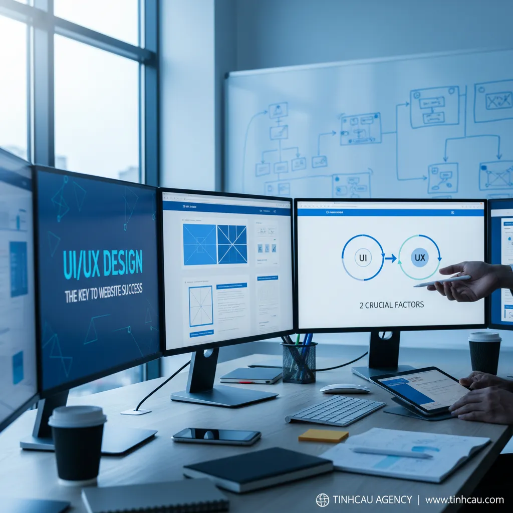 UI/UX: 2 yếu tố quyết định sự thành công của một website. 4 1. **UI/UX design** (thiết kế UI/UX)