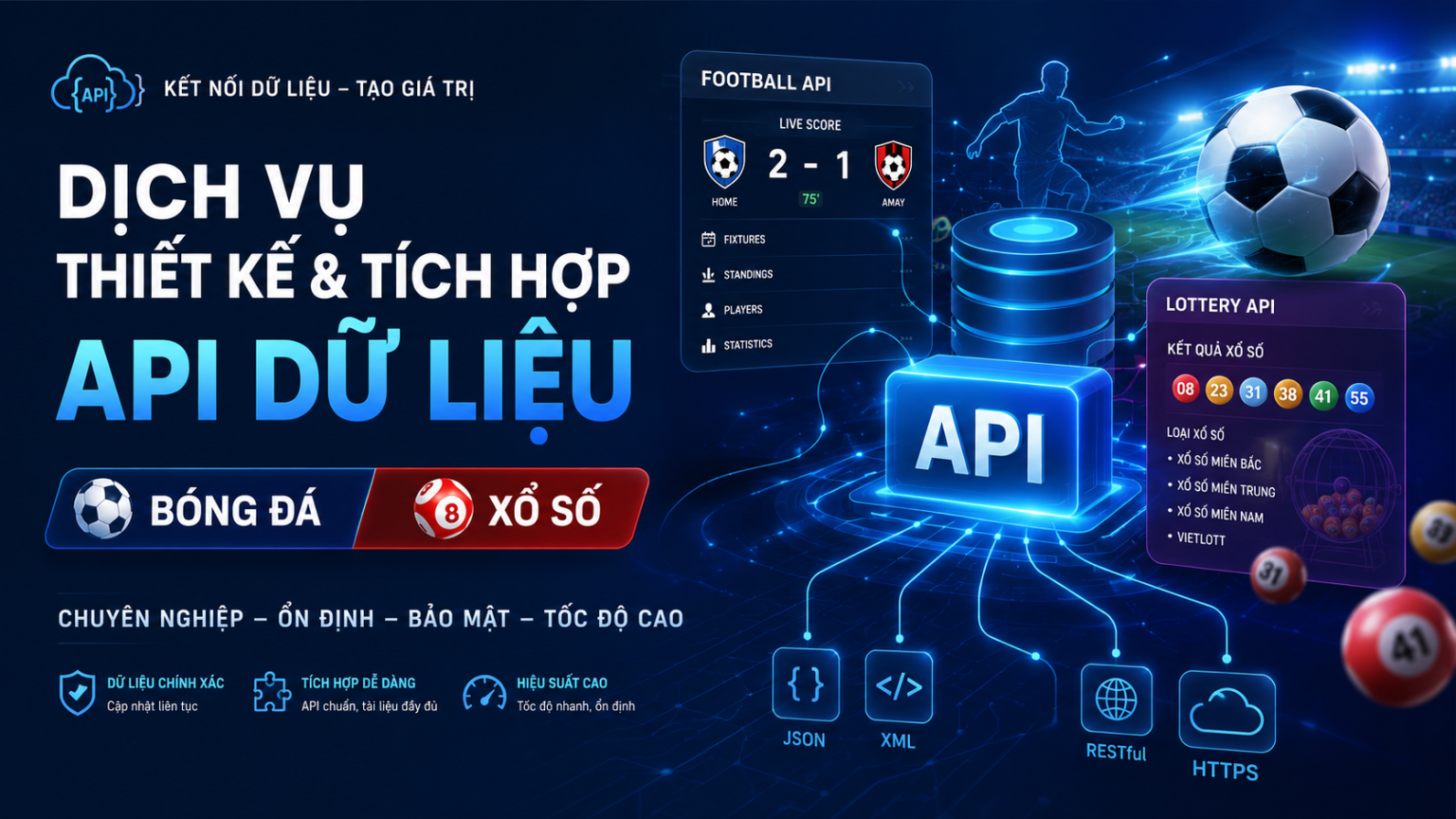Dịch Vụ Thiết Kế & Tích Hợp API Dữ Liệu Bóng Đá, Xổ Số Chuyên Nghiệp